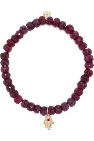 Sydney Evan 14kt yellow gold ruby Hamsa bracelet