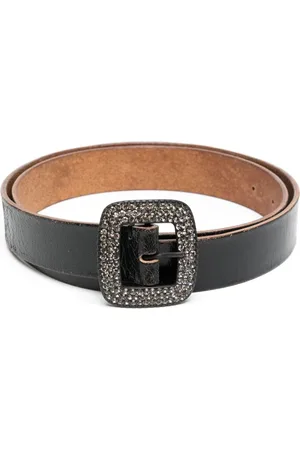 Madison.Maison Crystal-embellished leather belt