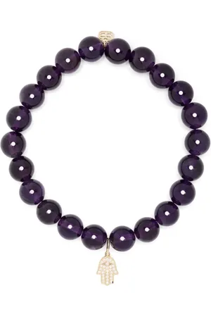 Sydney Evan 14kt yellow gold amethyst Hamsa bracelet