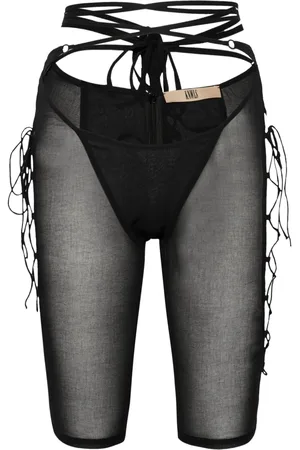 KNWLS Glimmer lace-up sheer shorts