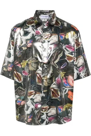 Acne Studios Graphic-print lamé shirt