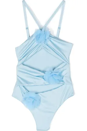 MONNALISA Floral-appliqué cut-out swimsuit