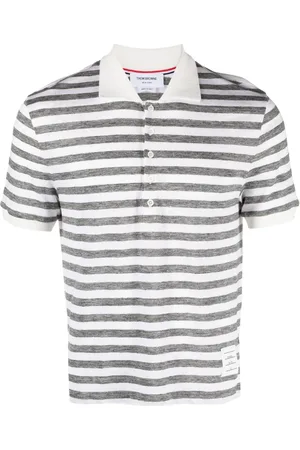 Thom Browne Striped linen polo shirt