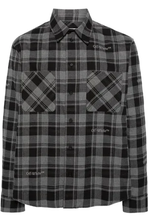 OFF-WHITE Logo-embroidered checked cotton shirt