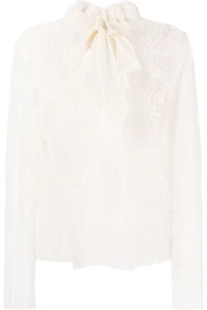 Serafini Floral-lace sheer blouse