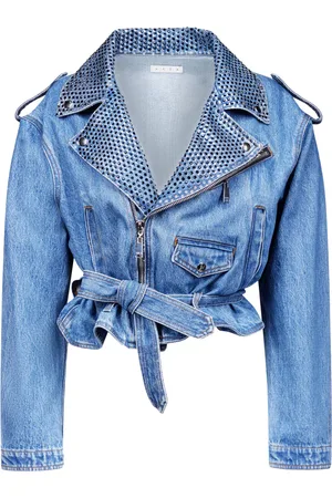 AREA Crystal-embellished denim jacket