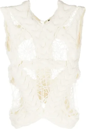 Alexander McQueen 2010s face crochet panelled blouse