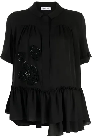 DICE KAYEK Floral-embroidered silk shirt