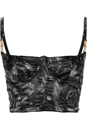 VERSACE Barocco-print satin bustier top