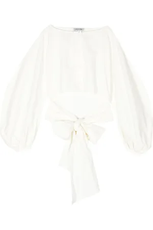 DEL CORE Boat-neck tie-waist poplin top