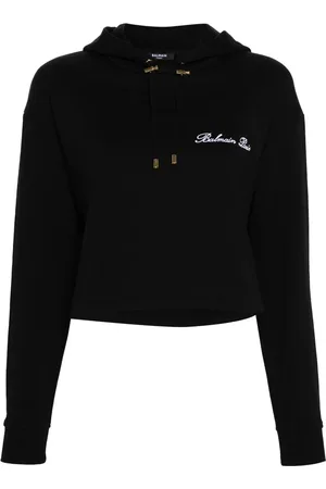 Balmain Logo-embroidered cotton hoodie