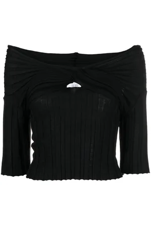 Serafini Off-shoulder ribbed-knit top