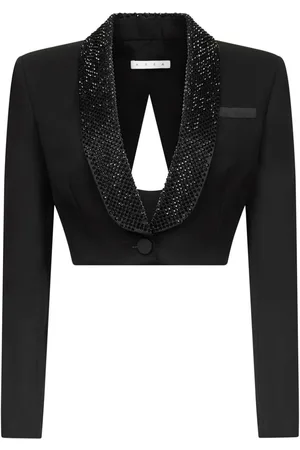 AREA Crystal-embellished cropped blazer