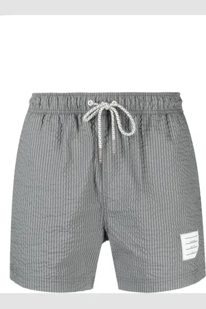 Thom Browne Striped seersucker-texture swim shorts