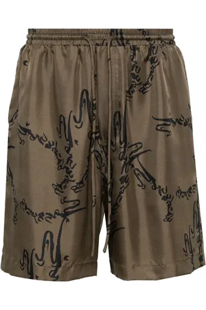 Nanushka Abstract-print silk shorts