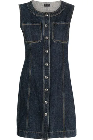 CHANEL 1990-2000s sleeveless denim dress