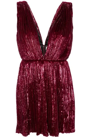 Saint Laurent Lamé-effect pleated minidress