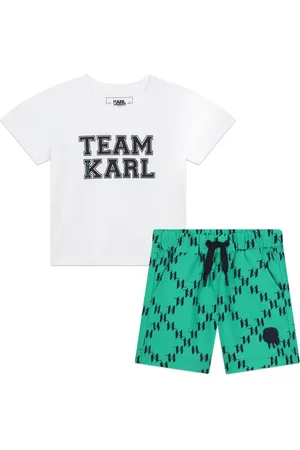 Karl Lagerfeld Monogram-print organic cotton shorts set
