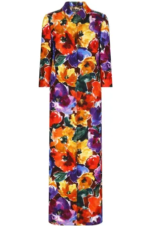 Dolce & Gabbana Floral-print long-length single-breasted coat