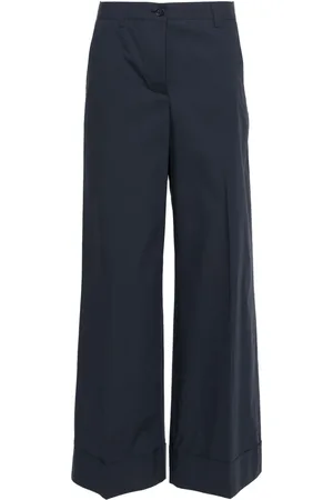 P.A.R.O.S.H. Turn-up hem cotton palazzo trousers