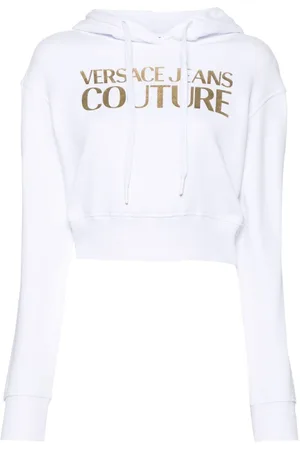 VERSACE Logo-embellishment cropped hoodie