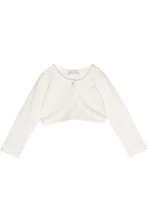 MONNALISA Logo-embellished round-neck cardigan