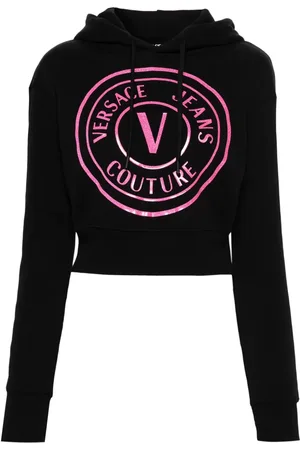 VERSACE Logo-print cropped hoodie