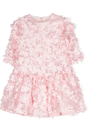 Mimisol Floral-appliqué ruffled-detailed dress