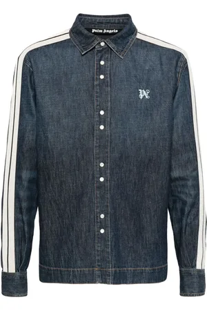 Palm Angels Monogram-embroidered denim track jacket