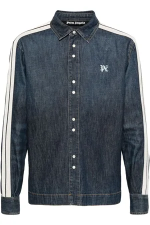 Palm Angels Monogram-embroidered denim track jacket