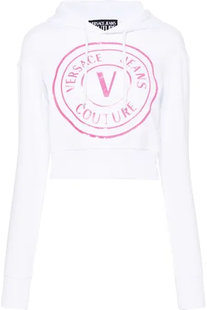 VERSACE Logo-print cropped hoodie
