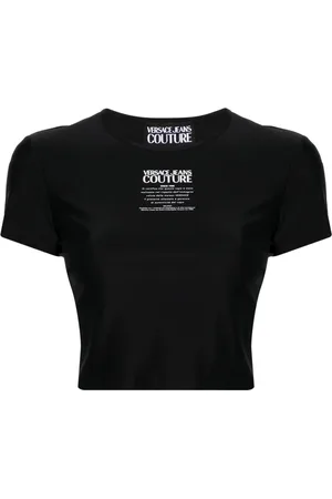 VERSACE Logo-print cropped T-shirt