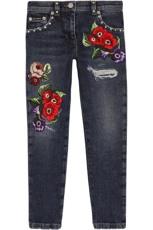 Dolce & Gabbana Floral-embroidery straight-leg jeans