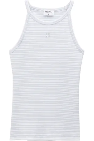 Filippa K Monogram-embroidered striped organic cotton tank top
