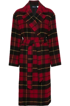 Ralph Lauren Tartan-check wraparound coat