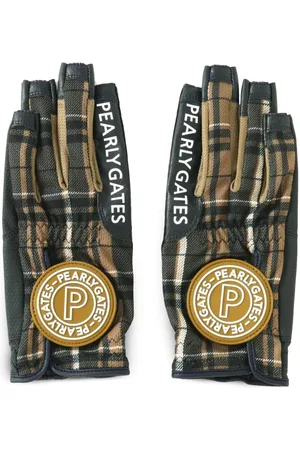 PEARLY GATES Logo-appliqué plaid gloves