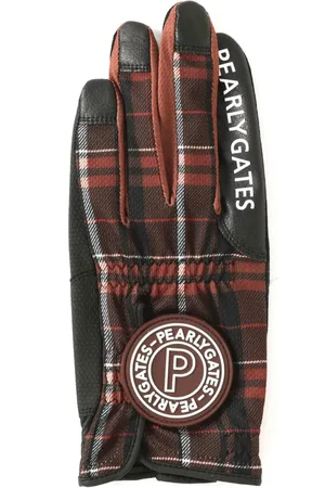 PEARLY GATES Logo-appliqu?? plaid gloves