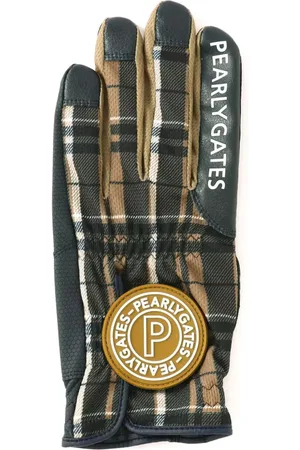 PEARLY GATES Logo-appliqué plaid gloves