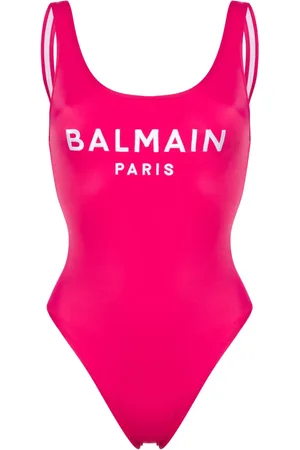 Balmain Embroidered-logo scoop-back swimsuit