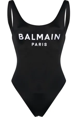 Balmain Embroidered-logo scoop-back swimsuit