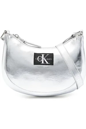 Calvin Klein Logo-patch metallic-finish shoulder bag