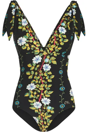 Etro Floral-print V-neck swimsuit
