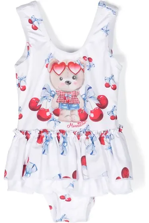MONNALISA Cherry-print ruffled-detailed swimsuit