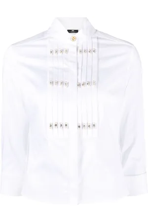 Elisabetta Franchi Pearl-embellished poplin shirt