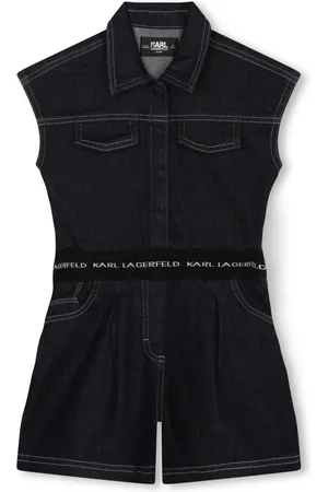 Karl Lagerfeld Logo-waistband denim playsuit