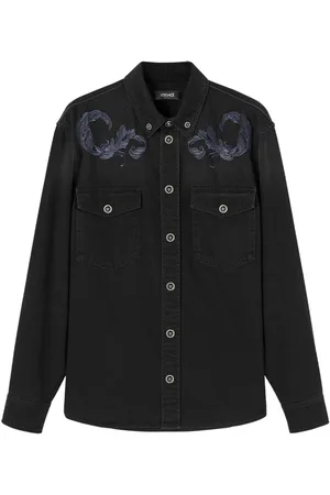 VERSACE Barocco embroidered denim overshirt