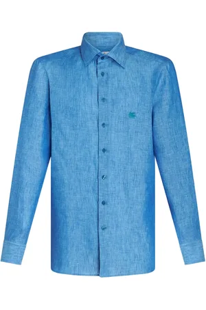 Etro Pegaso-embroidered m??lange-effect shirt