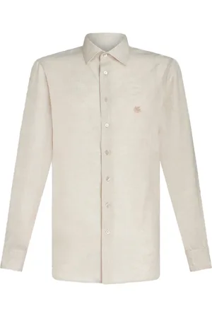 Etro Pegaso-embroidered mélange-effect shirt