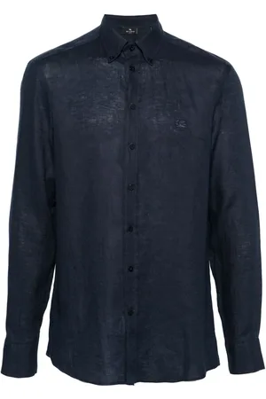 Etro Logo-embroidered linen shirt