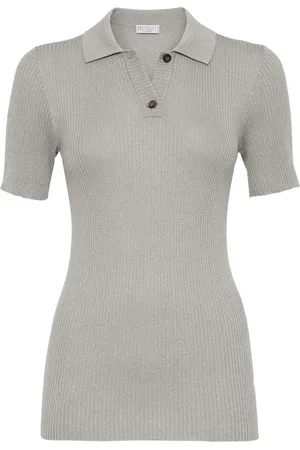 Brunello Cucinelli Short-sleeve fine-ribbed polo top